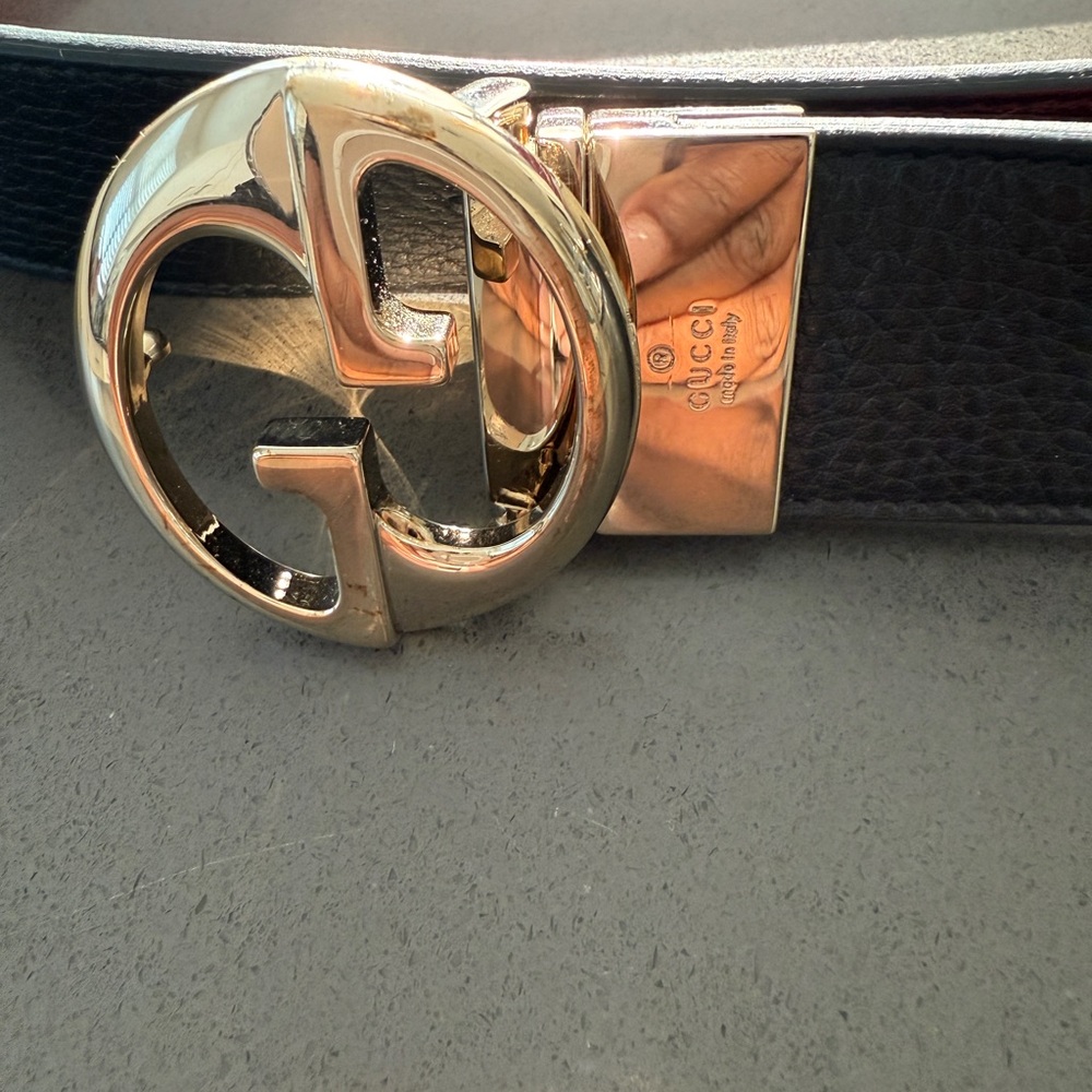 Gucci Black Belt with Gold GG Buckle